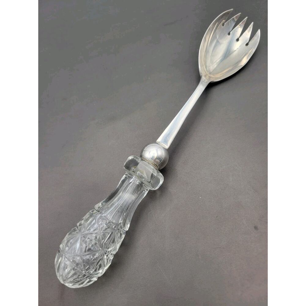 English Victorian 19th Century Silver Serving Spoon Crystal EPNS